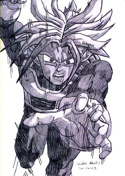 Trunks Attacking by Gub
