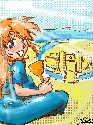 Marin with sandcastle by gallexea