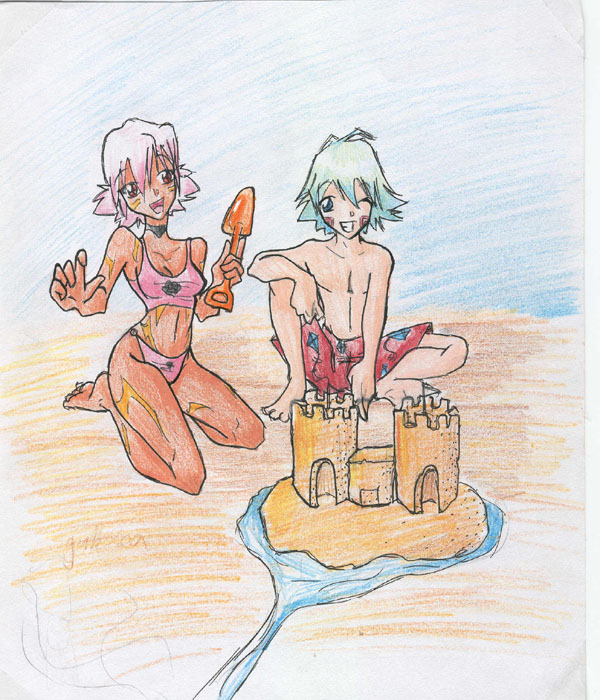 Kite and Blackrose on the beach by gallexea