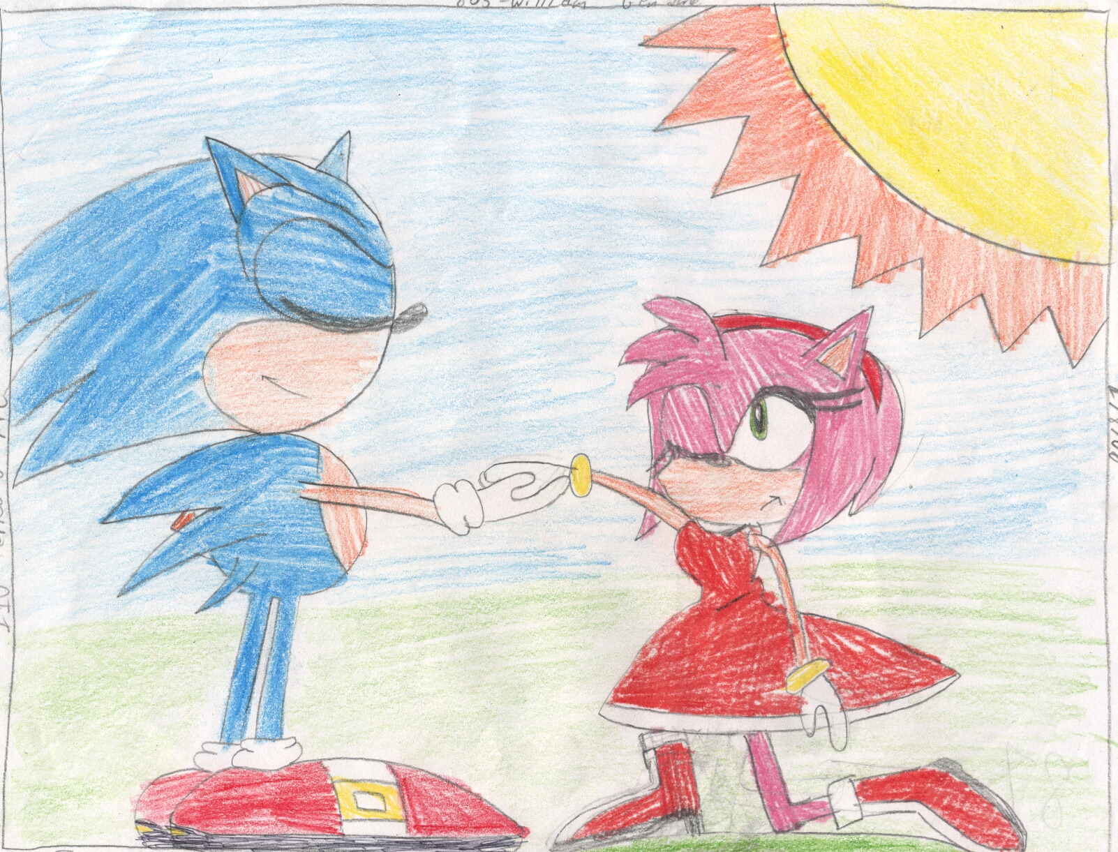 Sonic lifts a hurt Amy Rose from the ground by germanname