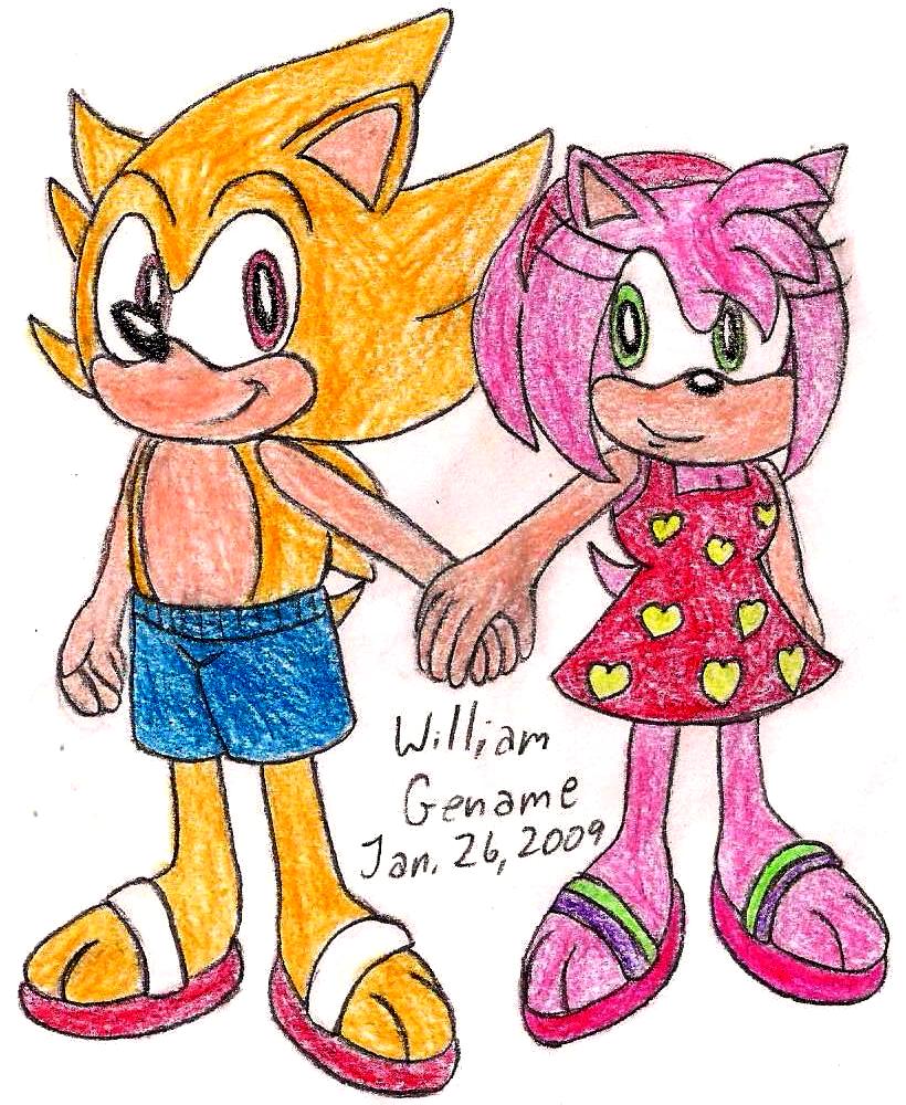 Super Sonic and Amy at the Beach by germanname