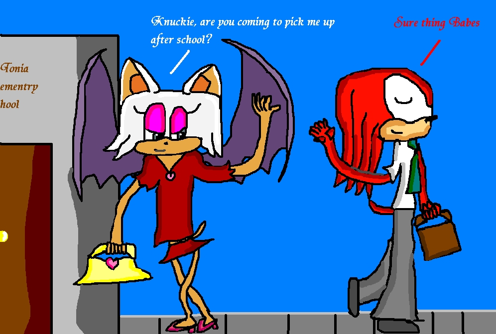 Knuckles and Rouge at school by ginathehedgehog