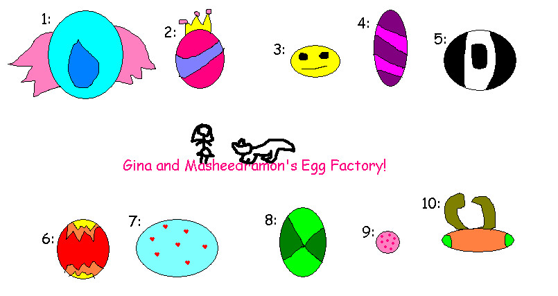 Gina And Masheedramon's Egg Factory by ginathehedgehog
