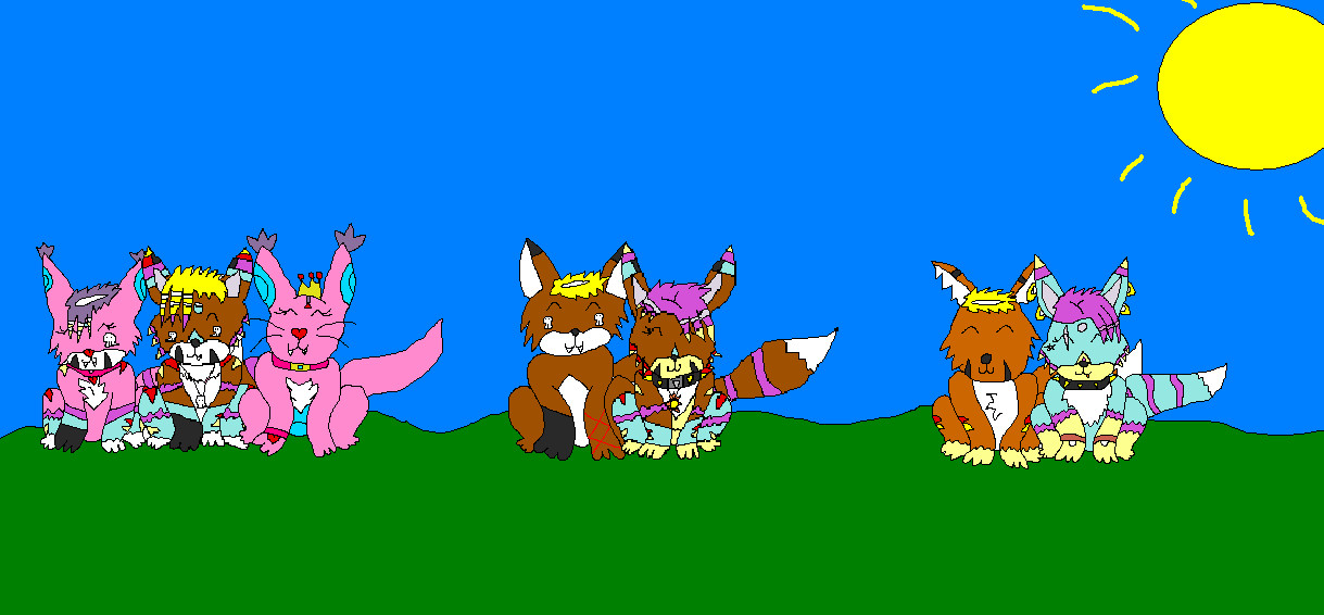 Digimon Family Portrait *Request From PunkWolfGirl* by ginathehedgehog