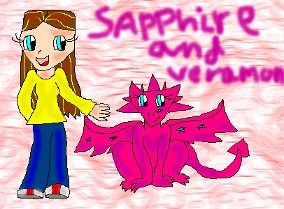 Sapphire And Veramon *Art-Trade With DarkHorse95* by ginathehedgehog