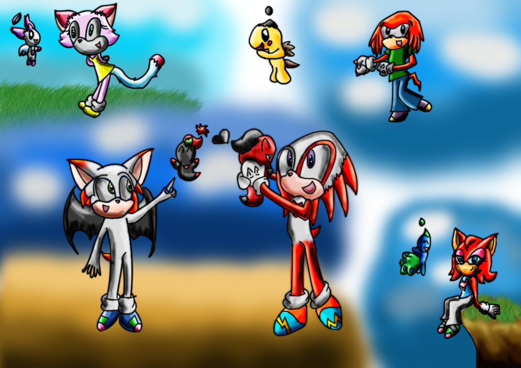 Knuckles And Rouge's Kids by ginathehedgehog