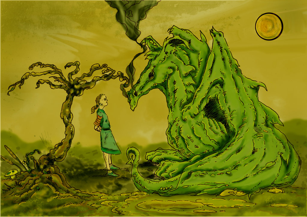 Georgina And The Dragon (Coloured) by ginathehedgehog
