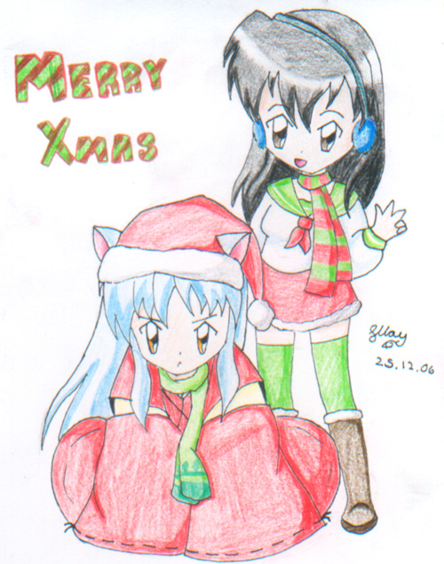 Christmas Inuyasha &amp; Kagome ( for PPhantom's contest) by gondoey