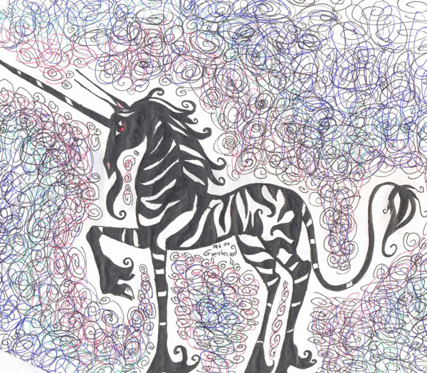 Cartoonish Zebra Unicorn by greyhound