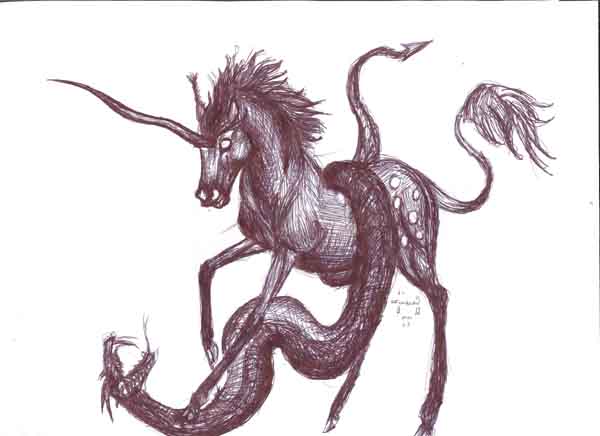 Gray Unicorn Vs. Dark Serpent by greyhound