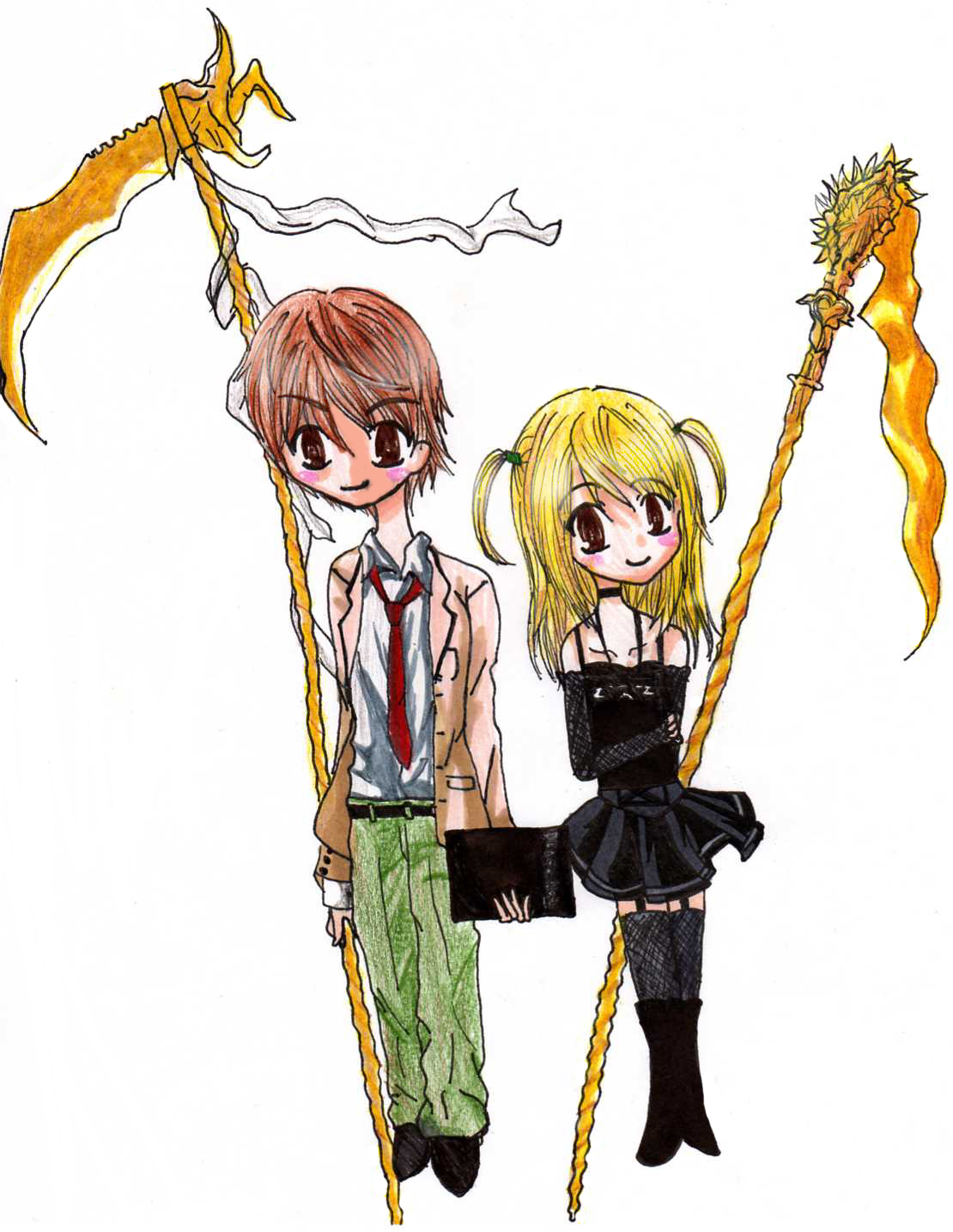 Light and Misa chibis-Death note by Haleymoon07