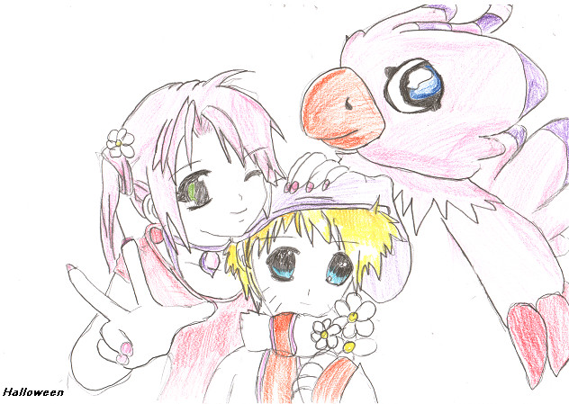 Biomon and Naruto and Sakura by Halloween