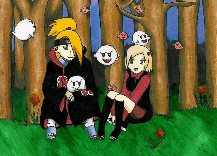 Deidara and Julie with Boos by Haunted-Flower