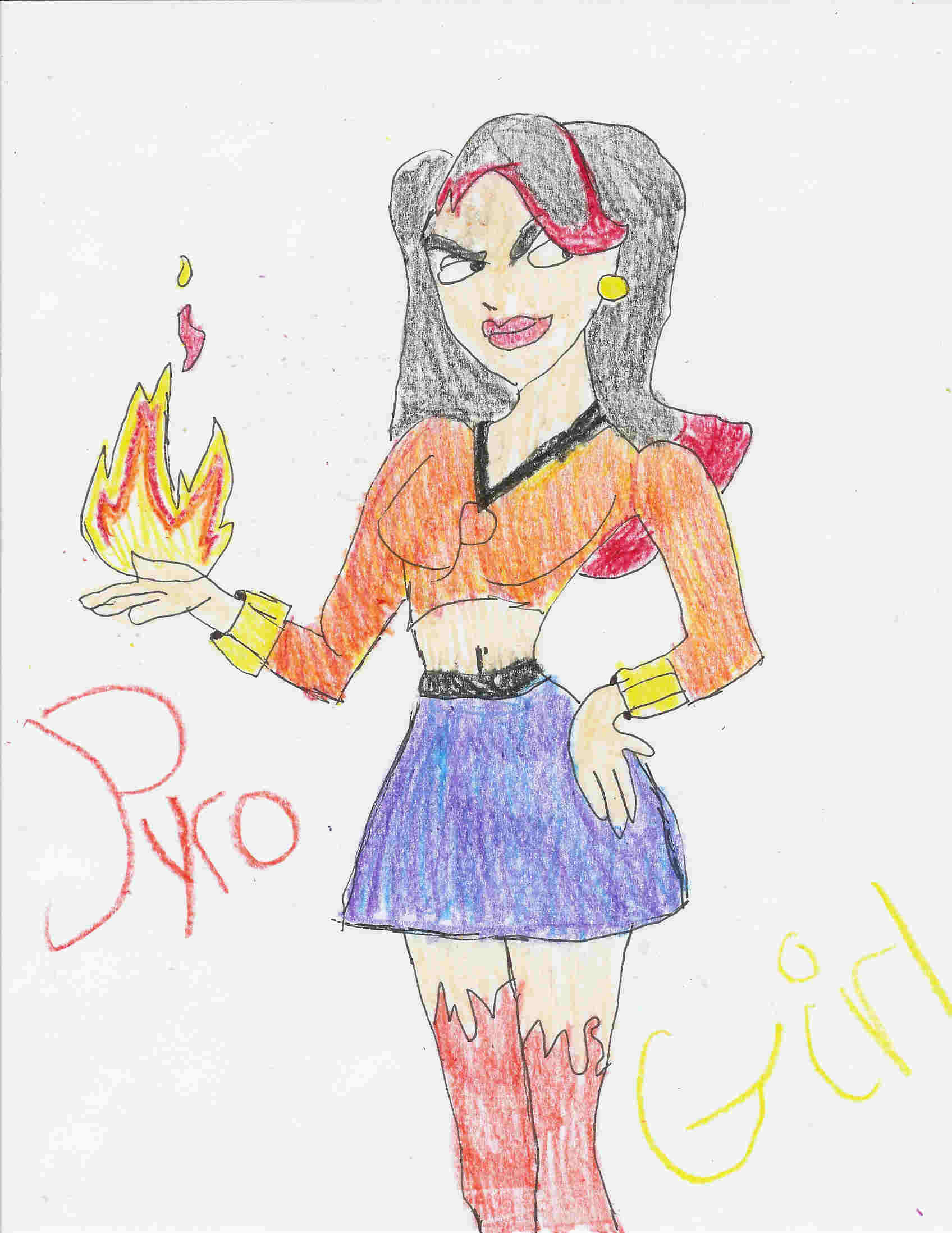 my made up JL character Pyro Girl by Hawaiiancat