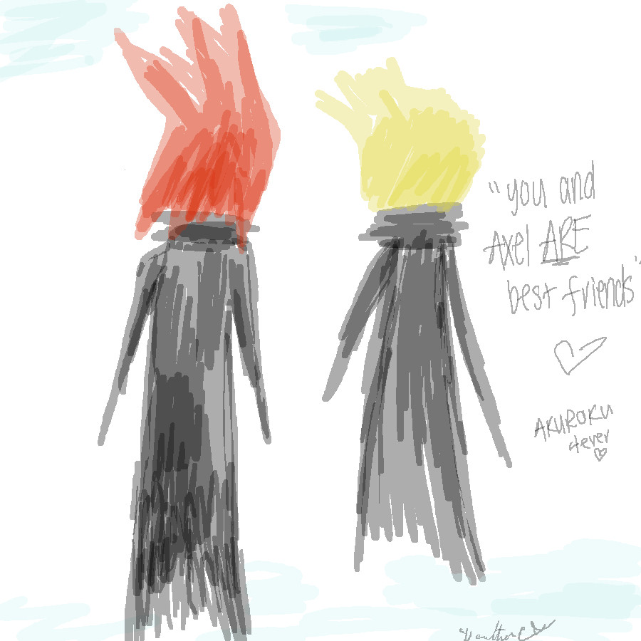 Namine's Sketch..::..Axel and Roxas by Heathere