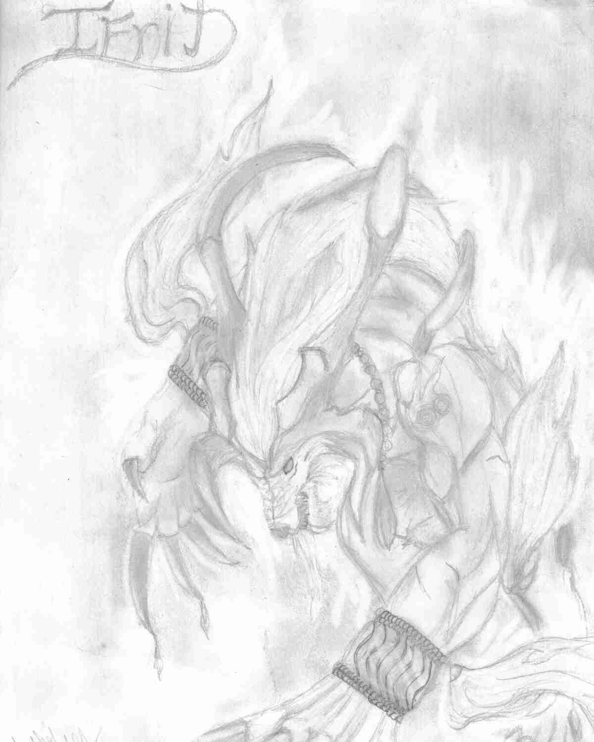 Ifrit 2 (pencil drawing) by Heatherenie