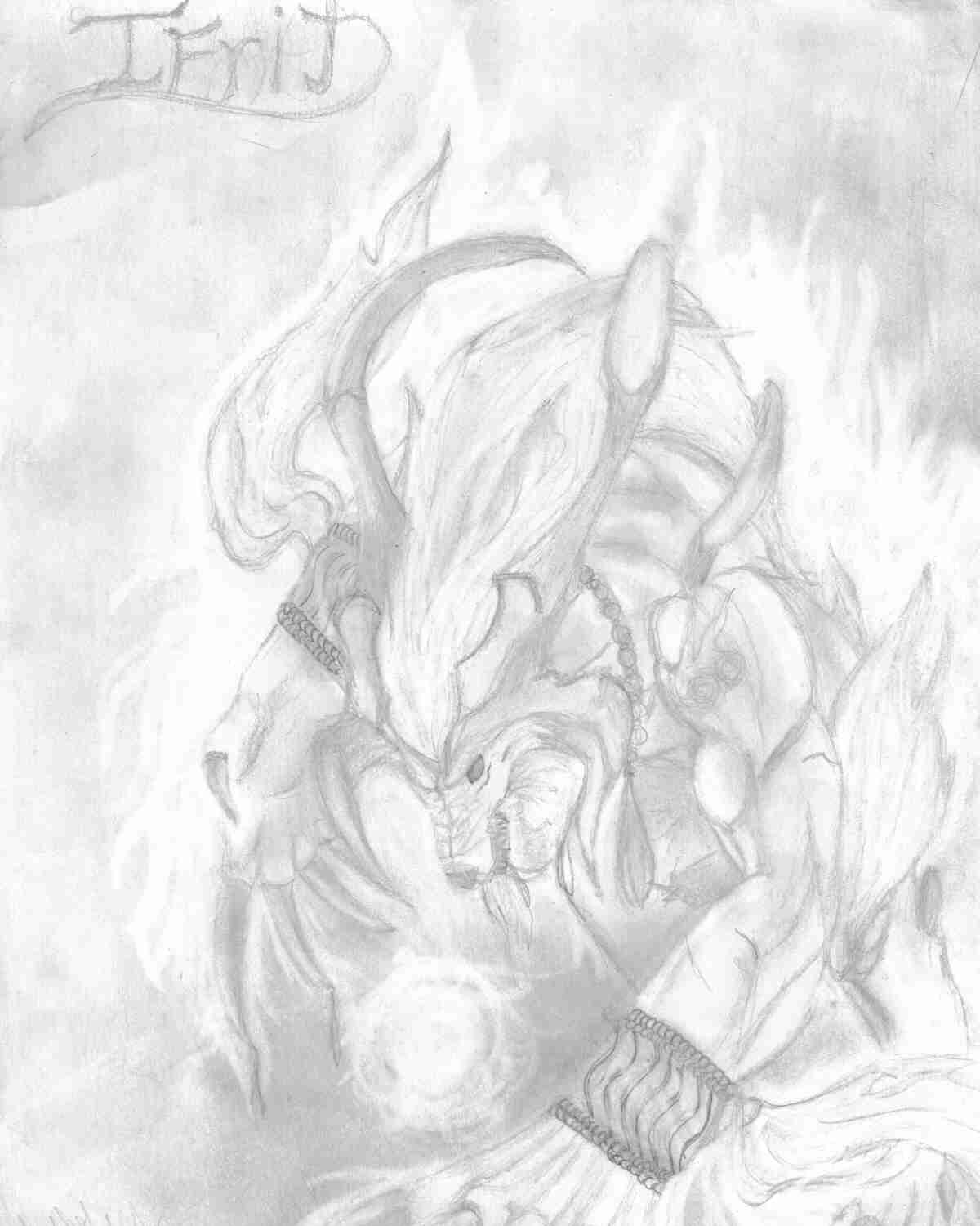 Ifrit 3 (pencil drawing) by Heatherenie