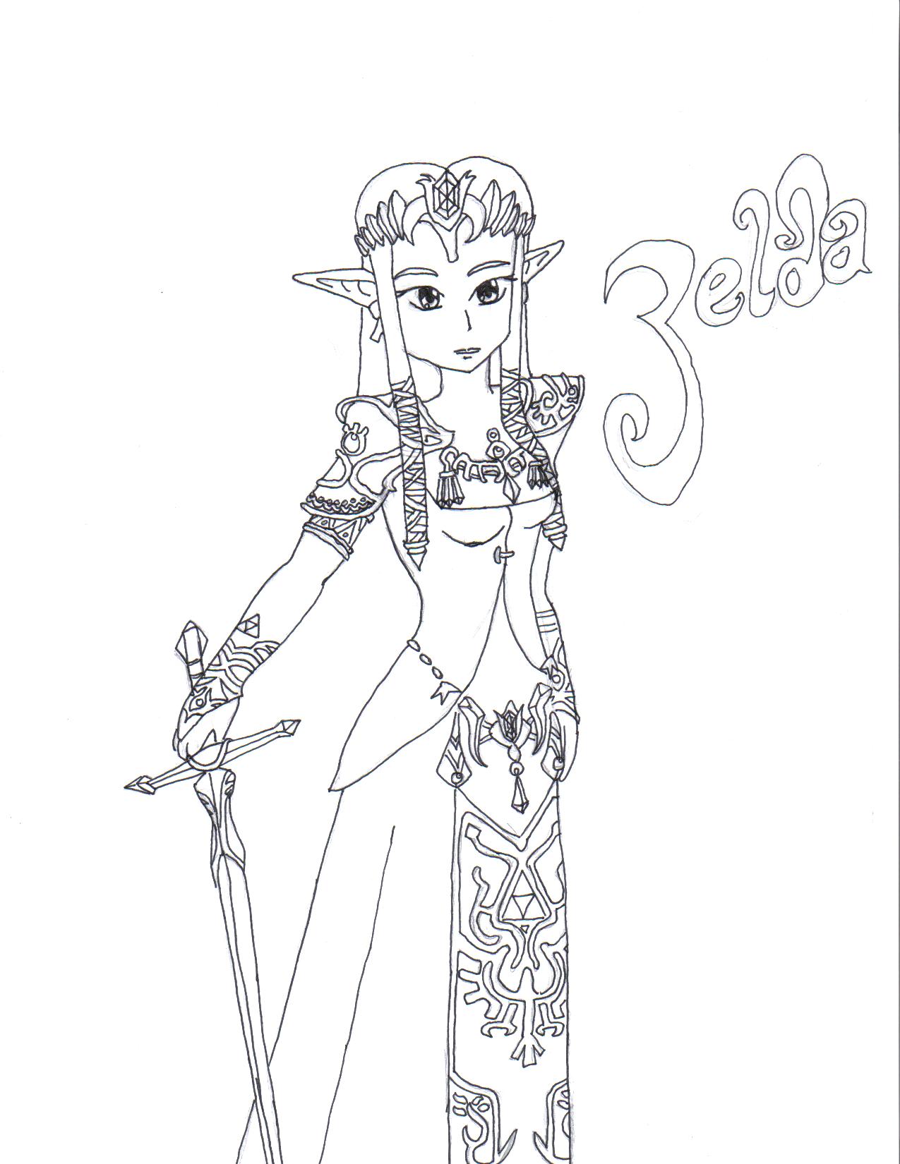 Zelda (Line Art) by Hidden_whisper