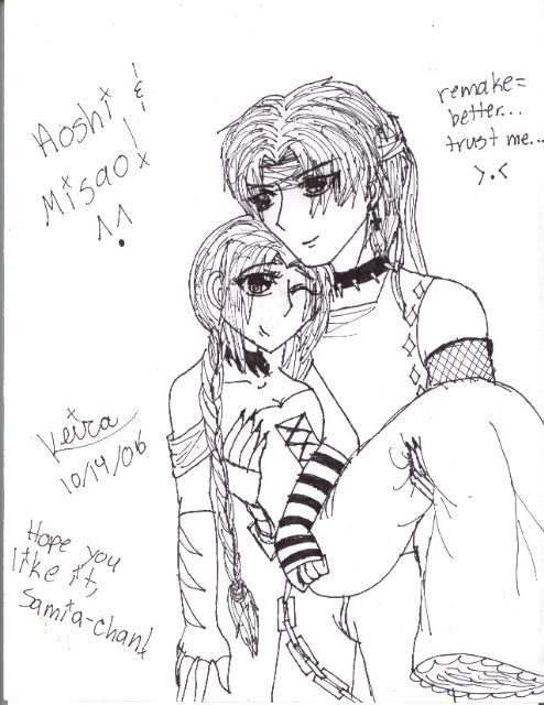 Aoshi and Misao (uncolored) - Request for KagomeTh by Hikaru-hime