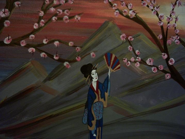 Geisha with cherry blossom tree by HizzyPhit