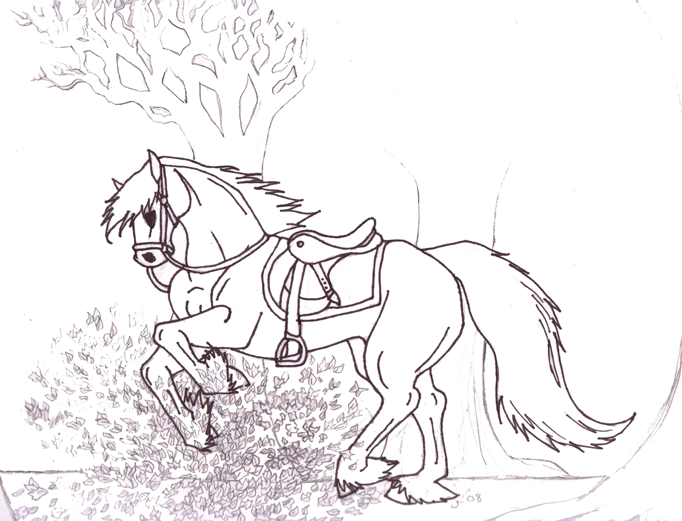 Sam in Leaves(Lineart not finished) by HoRsEwIsPeReR396