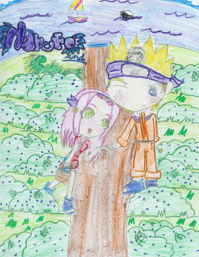 Naruto and Sakura at a blue berry patch by Horohorosfangirl