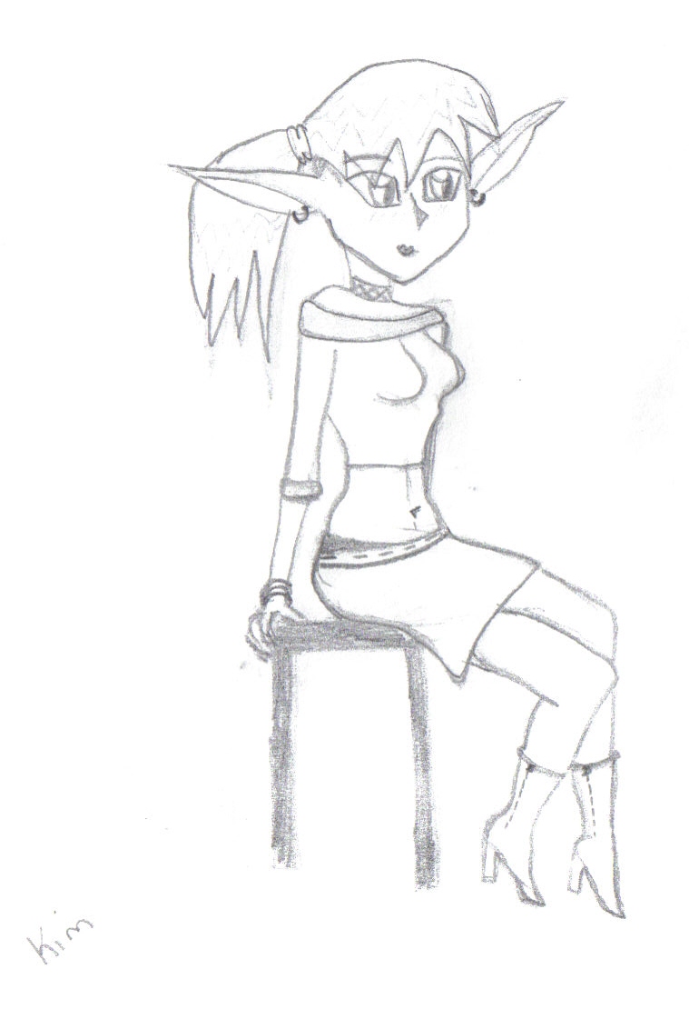 elven girl sitting by hade