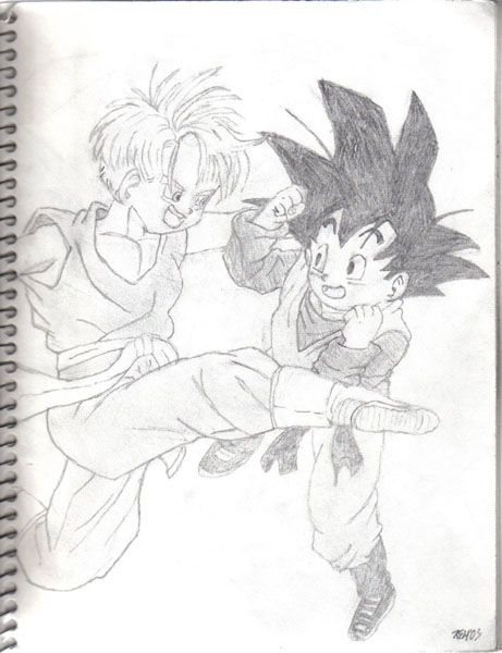 Trunks and Goten Sparing by halfbreed_fox_dragon