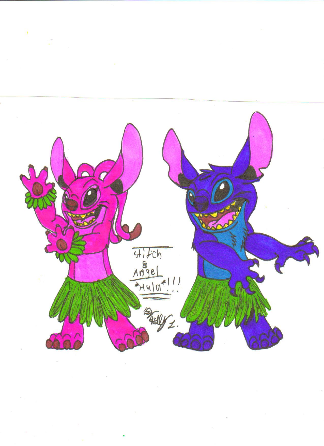 Stitch and Angel Hula!!! by hawaiifan