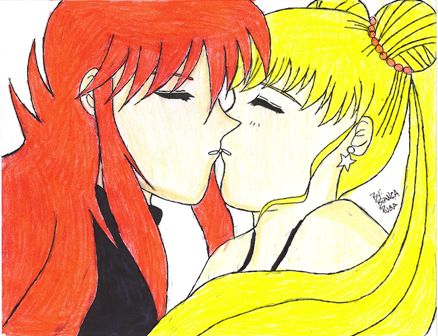 Kurama and Sailor Moon Kiss by hellgirl1990