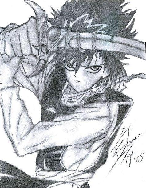 Hiei with his sword by hellgirl1990