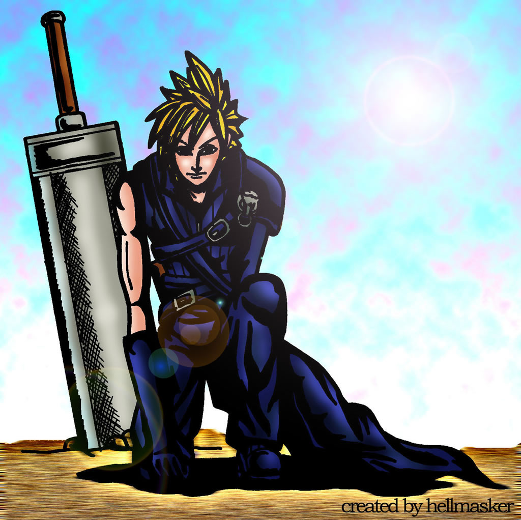 Cloud with Sword by hellmasker