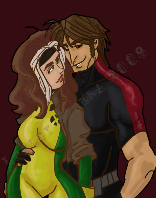 Rogue and Gambit by hep_kitten