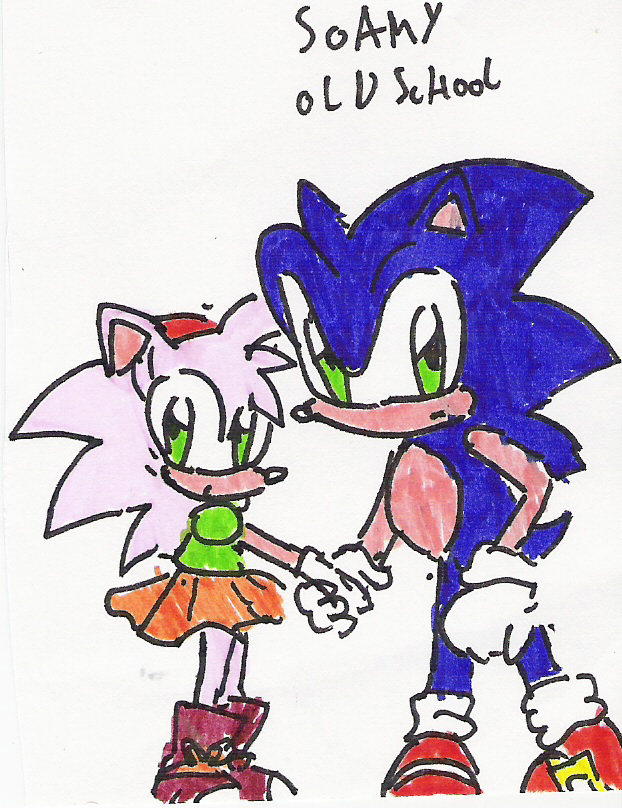 Sonic and Amy OldSchoolStlye by hikaritail