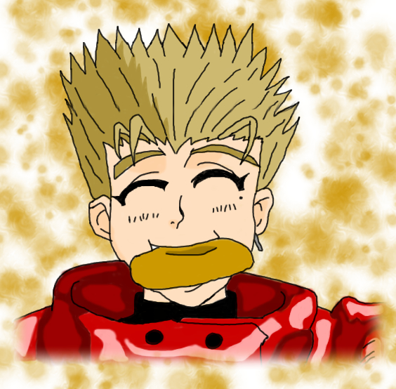 Vash and His Donut (Colored) by homestar_freak