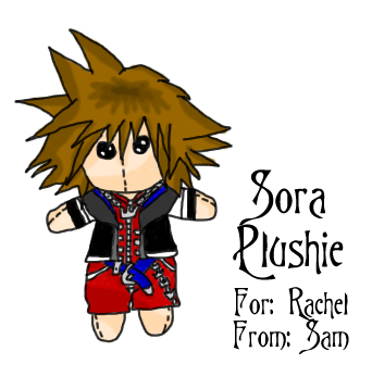 Sora Plushie (for fairy_harp_key) by homestar_freak
