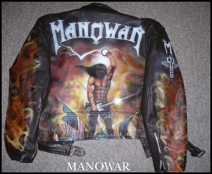 Manowar airbrushed on leather by hotleather