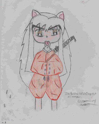 inuyasha with his tongue out by hurlygirlxoxo