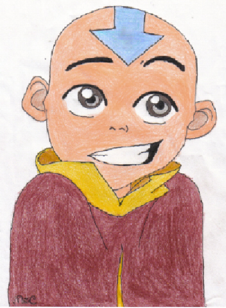 Aang with a cute look on his face!colored! by ILoveAang
