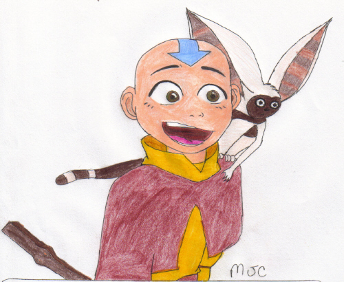 Aang and momo from The Waterbending Scroll by ILoveAang