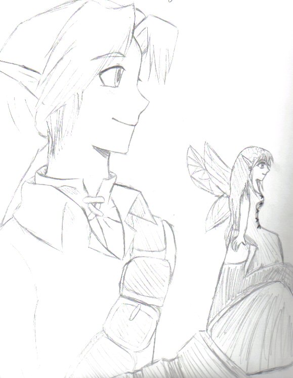 Link and Rena- Sketch by IceKitty