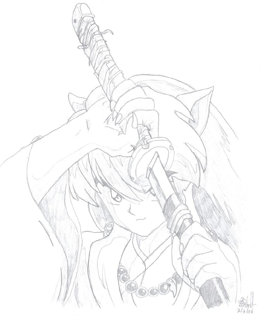 Inuyasha unsheiths sword by Ice_Vixin