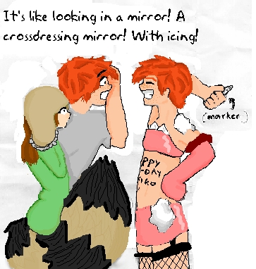 Crossdressing mirror by Insane_Moose