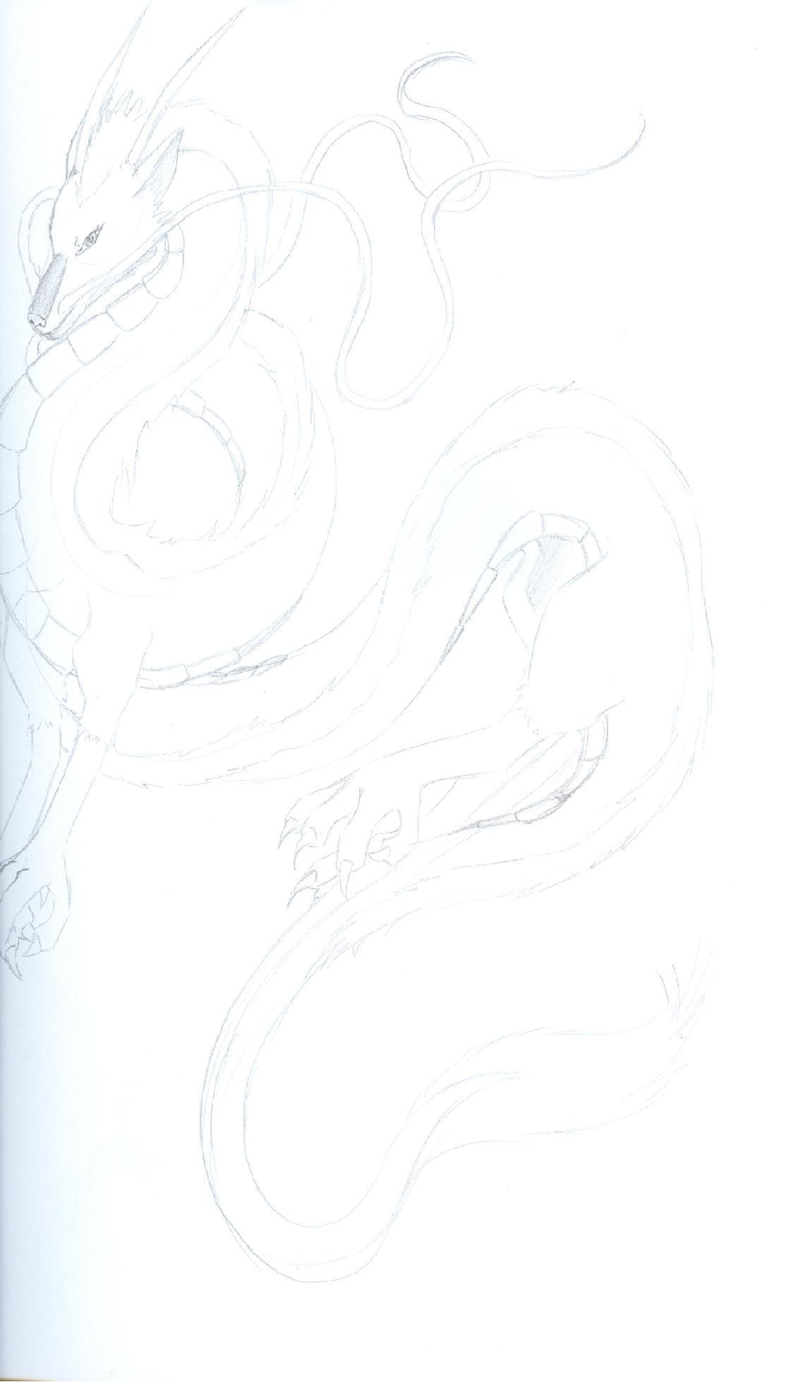 Haku-Dragon sketch by Isukaru