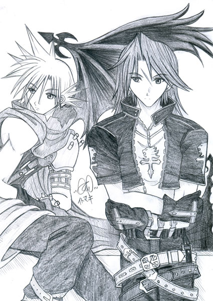 Kingdom Hearts - Leonhart and Cloudy Wolf by ItoMaki-chan
