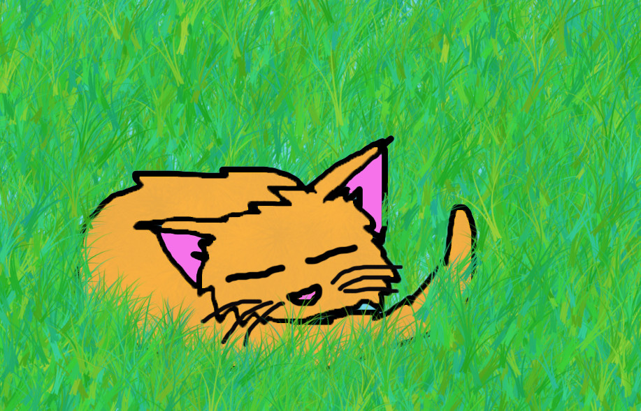 cat sleeping in grass by iLuv2Draw25