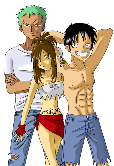 Zoro, Luffy and Paige by i_luv_jin