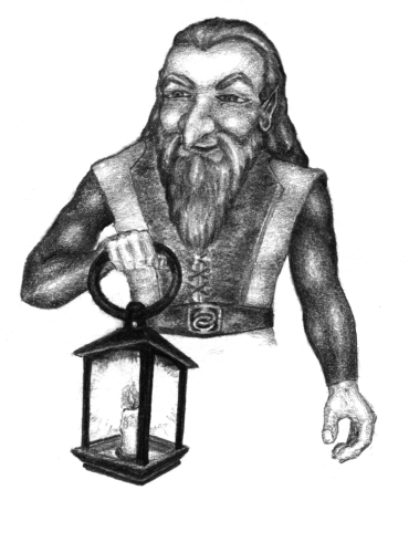 A gnome with a lantern by iatap