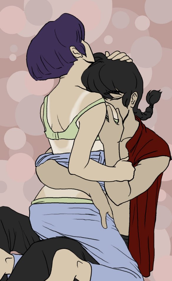 Ranma and Akane Makeout by icegaze