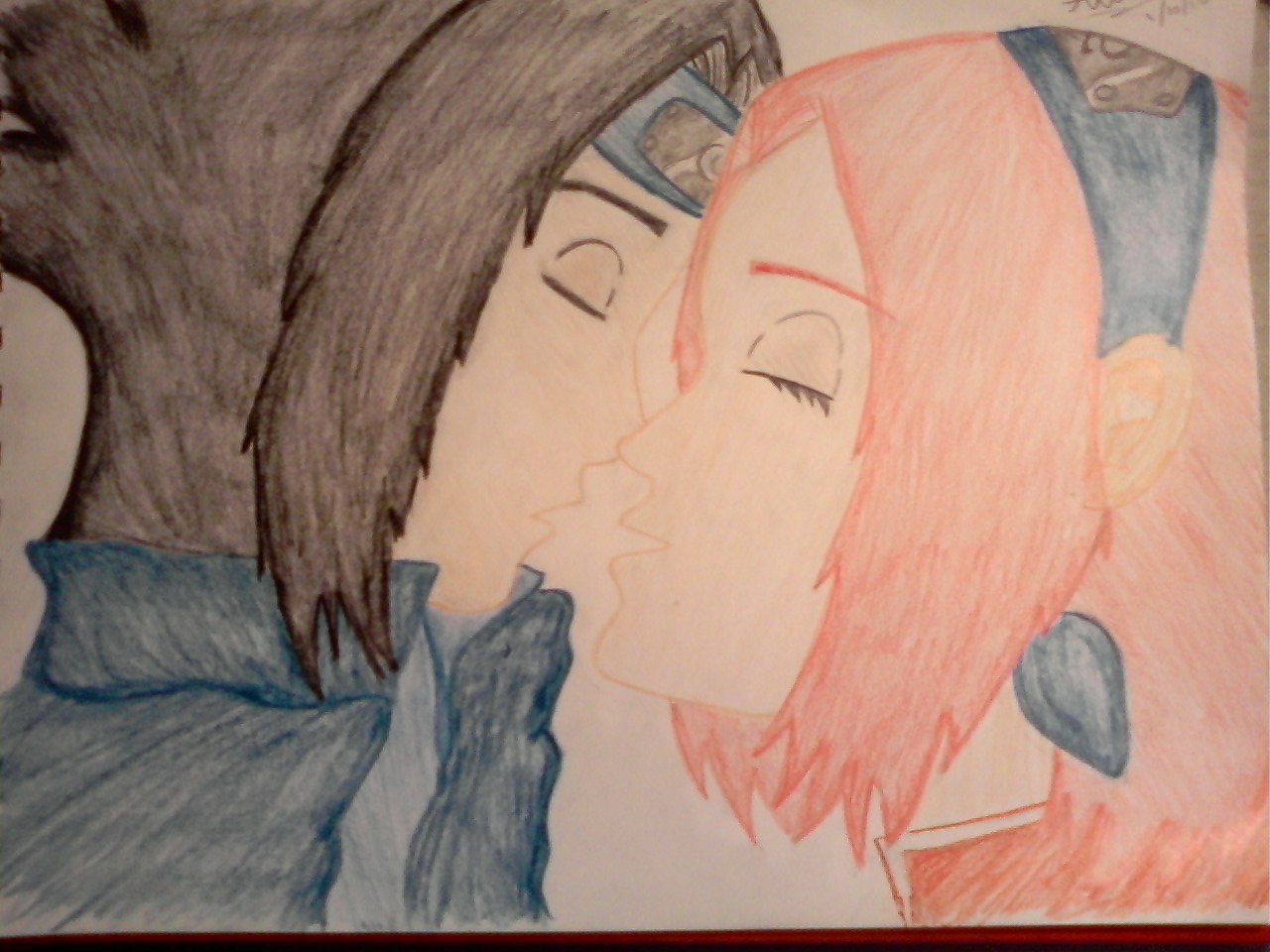 Sakura and Sasuke Kiss by idoodle